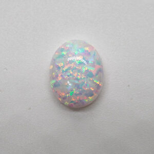 Oval cab lab grown white opal